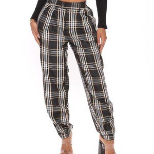 Fashion Nova Block Out The Hate Plaid Trouser - Black/combo